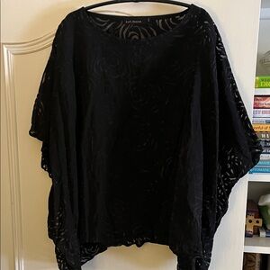 Cut Loose Black Floral Sheer Poncho Top